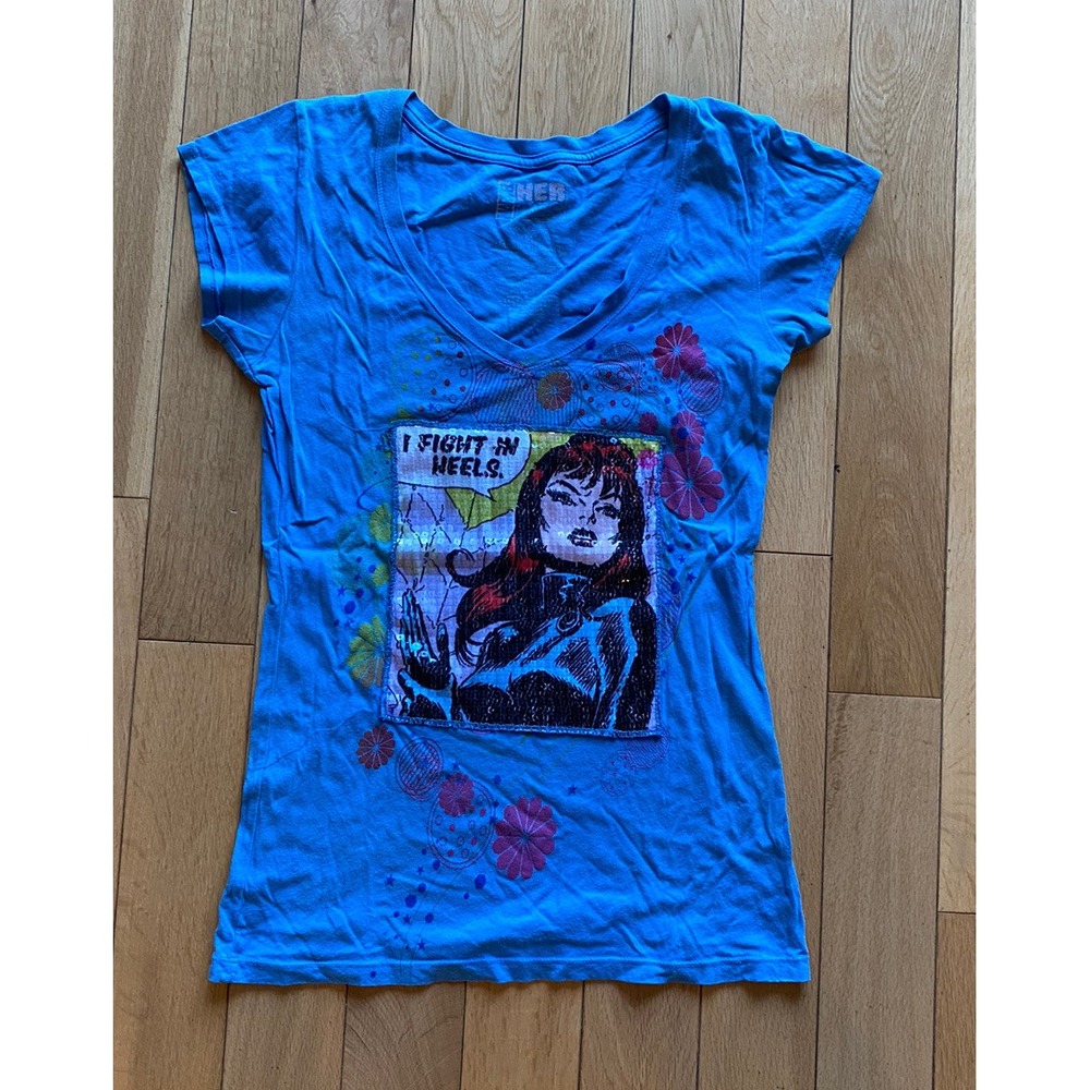 2011 Marvel Female Hero T Shirt Size M Cotton 100% Retro Style I Fight In Heels)